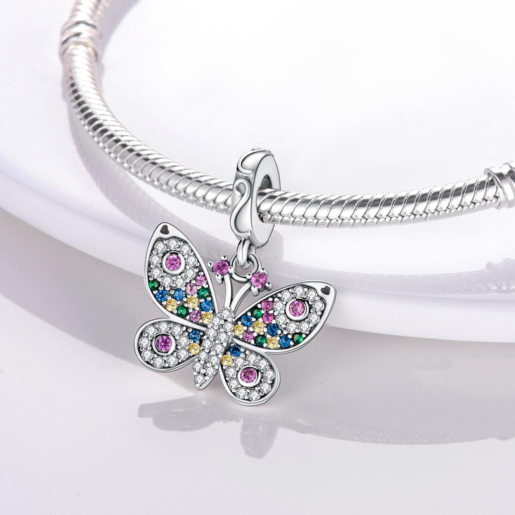 Color Enamel Hummingbird Flamingo Bird Butterfly Flower Beads Charm Fit Bracelet Necklace Copper Plated Women Jewelry Making