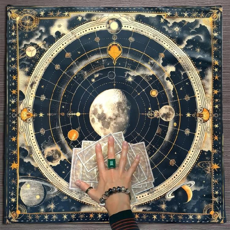 Moon Planet Astrology Tablecloth Altars Cloth Square Divinations Card Table Cloth Witchcrafts Deck Cloth Enduring