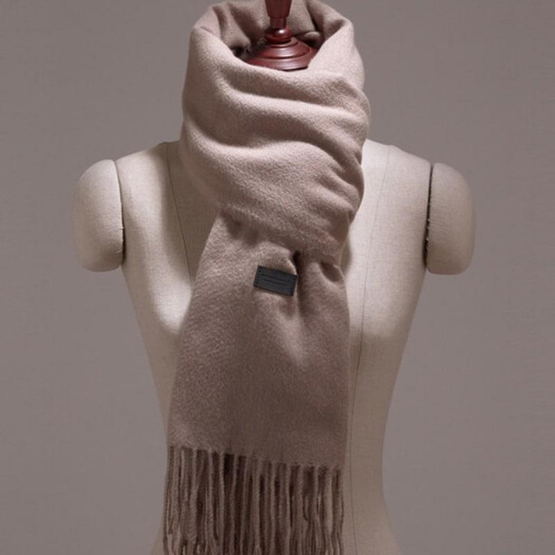 NATIONALE WERBUNG SCHAL aus reiner Schurwolle_DUNKELBEIGE
