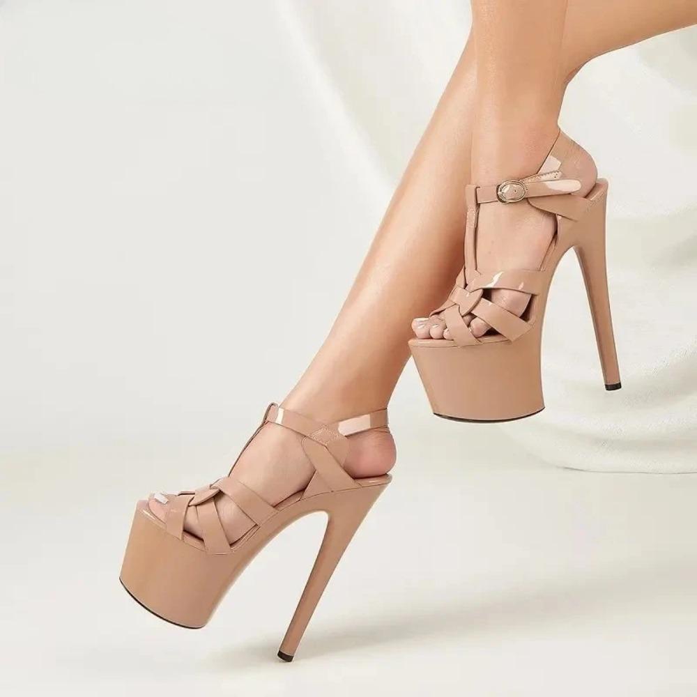 Eilyken 2026 Sommer High Heels Schmaler Riemen Damen Sandalen Mode Peep Toe Party Sexy Plateau Pumps Stripper Nachtclub Schuhe
