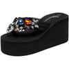 Women's Summer Rhinestone Wedge Flip-Flops: Thick-Soled, Non-Slip, High-Heeled Toe-Post Sandals