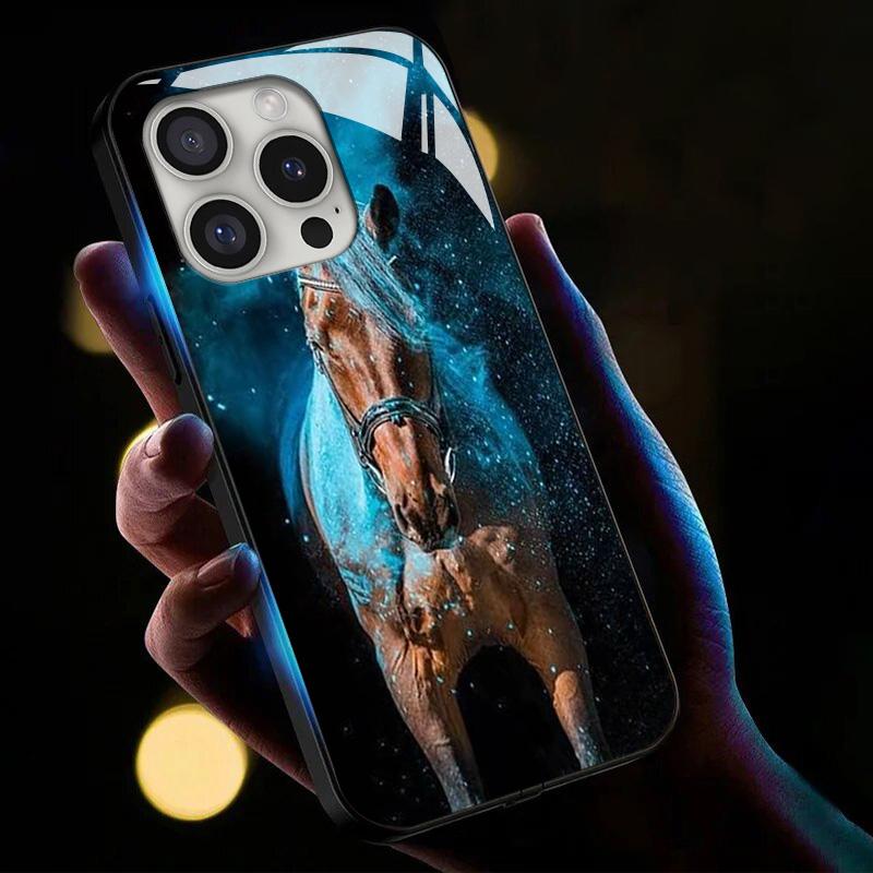 For iPhone 16 Pro Case Call Flash Series Pattern Printing Tempered Glass+TPU Combo Phone Case