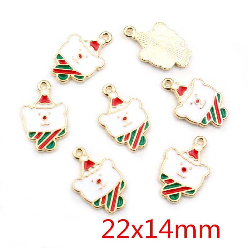Fashion 10pcs Enamel Christmas Charm Pendant for Necklace Bracelet Earring Findings Alloy DIY Jewelry Making Supplies