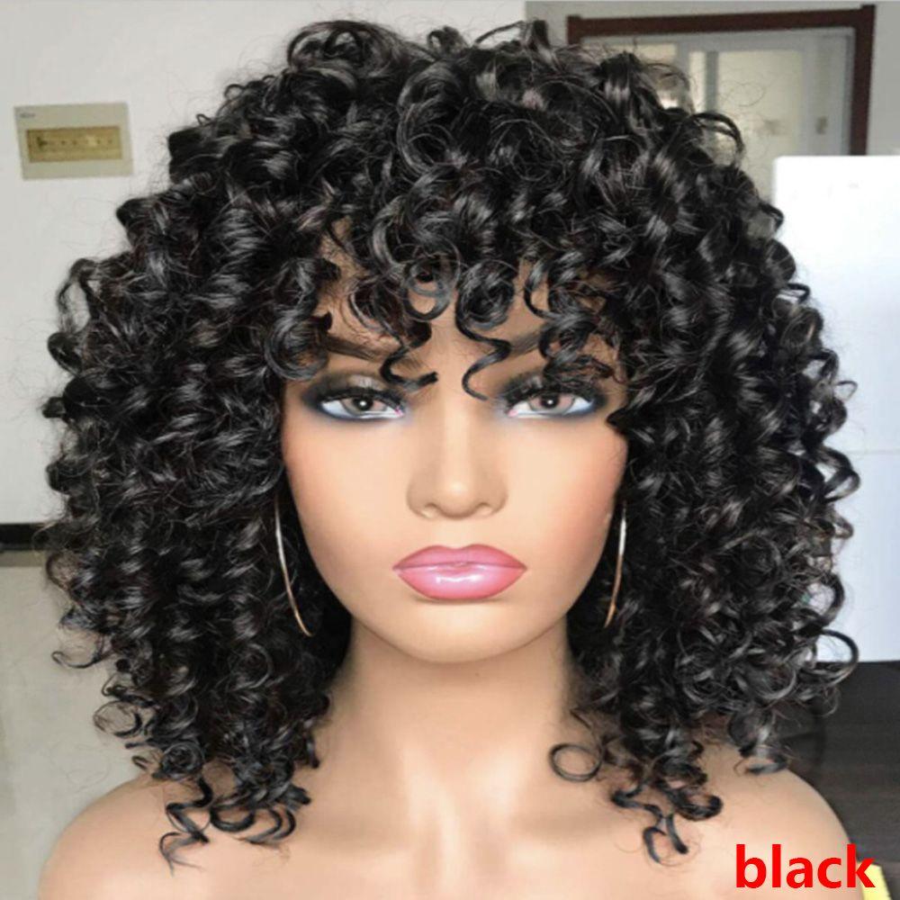 Short Wig Afro Kinky Curly Synthetic Wigs for Women's Fashion Full Wig With Bangs African Women Hair Wig Brazilian Fancy Cosplay