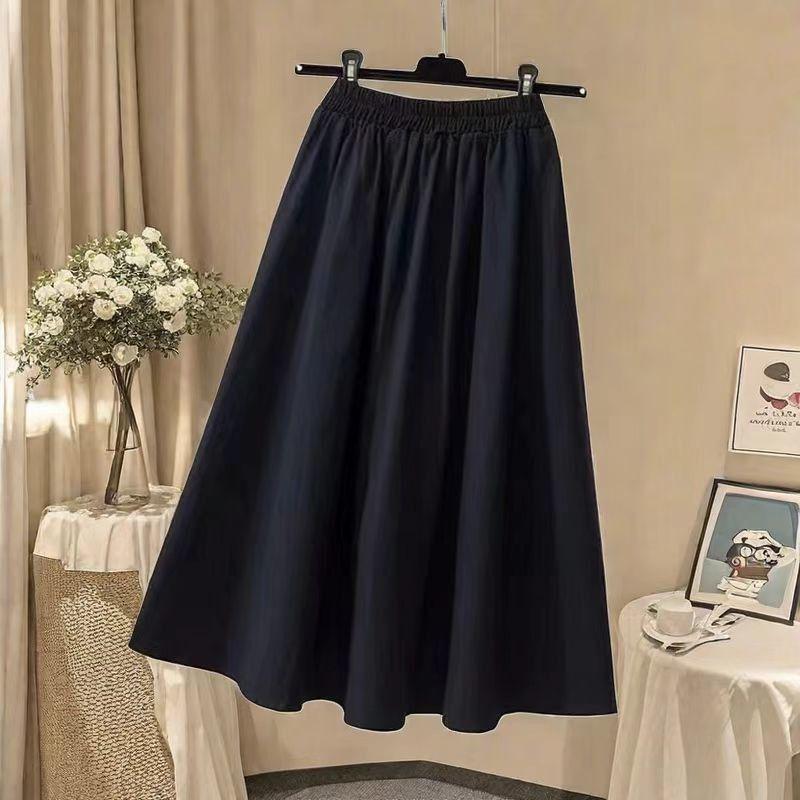 Women's High-Waisted White A-Line Skirt – Petite Mid-Length for Spring, Summer, and Autumn