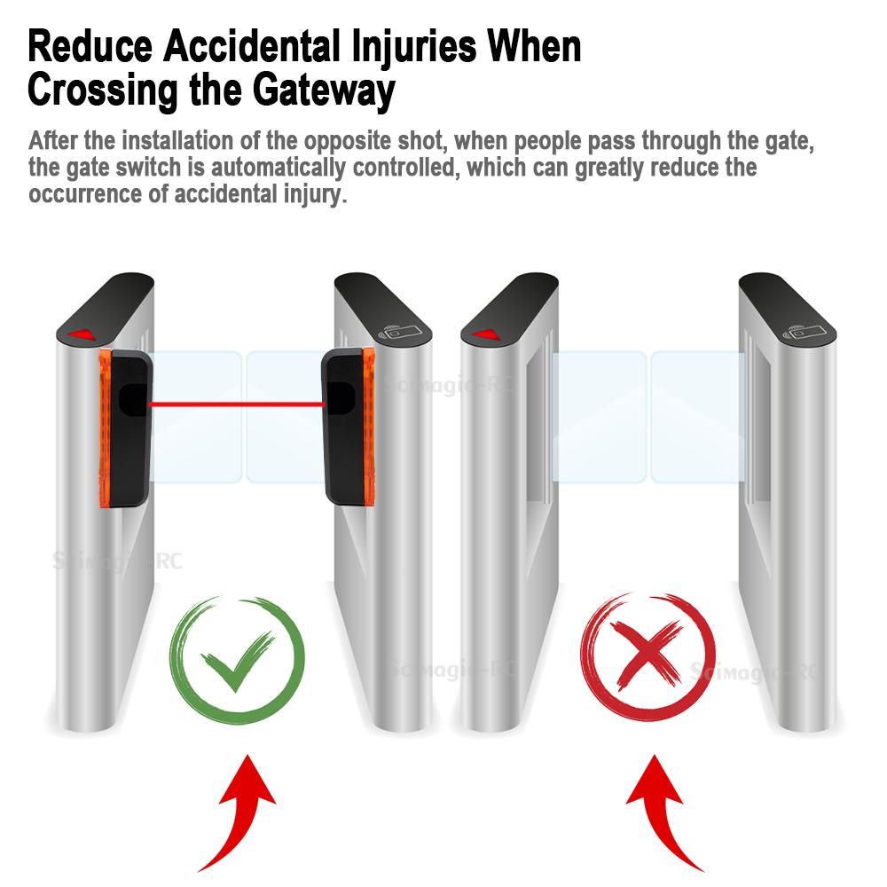 12-24V 180° Photoelectric Sensor for Automatic Gate Garage Barrier Door Detector With Alarm Lamp Photocell Infrared Beam Sensor