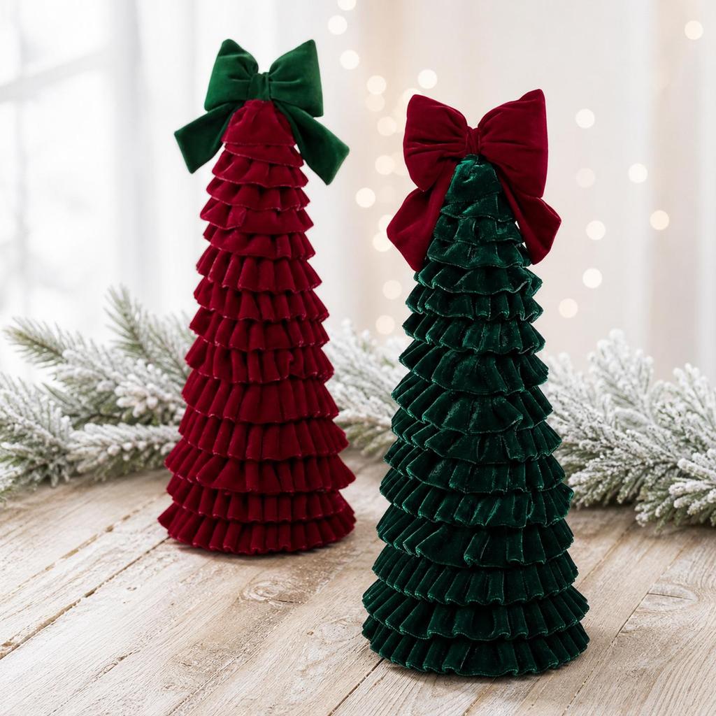 Handmade Velvet Bow Christmas Tree Ornaments - Weaved Decoration