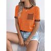 2026 Spring/Summer Casual Color-Block Striped Pocket Short-Sleeve Women's Versatile Knit Sweater