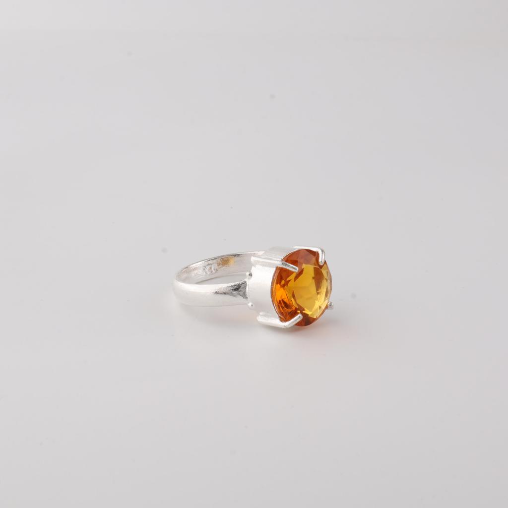 Citrine Gemstone 925 Sterling Silver Handcrafted Women Ring For Engagement Gift RR-72-7