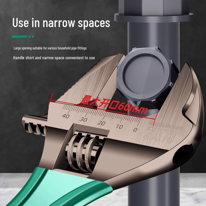 Baolian Adjustable Multifunctional Plumbing Wrench - Large Opening, Short Handle Pipe Tool