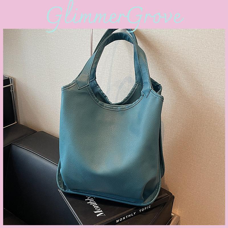 Elegant Solid Color Pu Inner Pocket Comfortable Double Straps Women Bags Travel