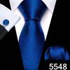 Designer Blue Ties for Men 10 Styles Necktie Pocket Square Cufflinks Set Wedding Dating Party