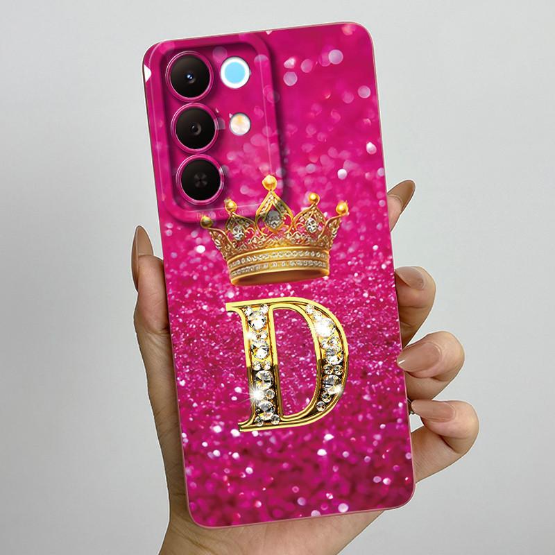 For Realme 15X C85 5G Crown Initial Letter Couple Phone Case Realme15X RMX5250 RMX5253 Soft Silicone TPU Lens Protective Casing