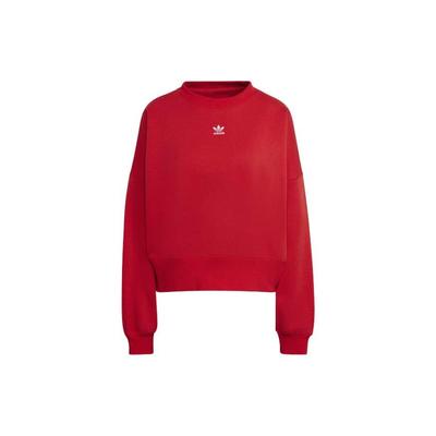 Originals Trefoil Logo Ribbed Crew Neck Long Sleeve Sweatshirt Women Sweatshirt Red HF7479