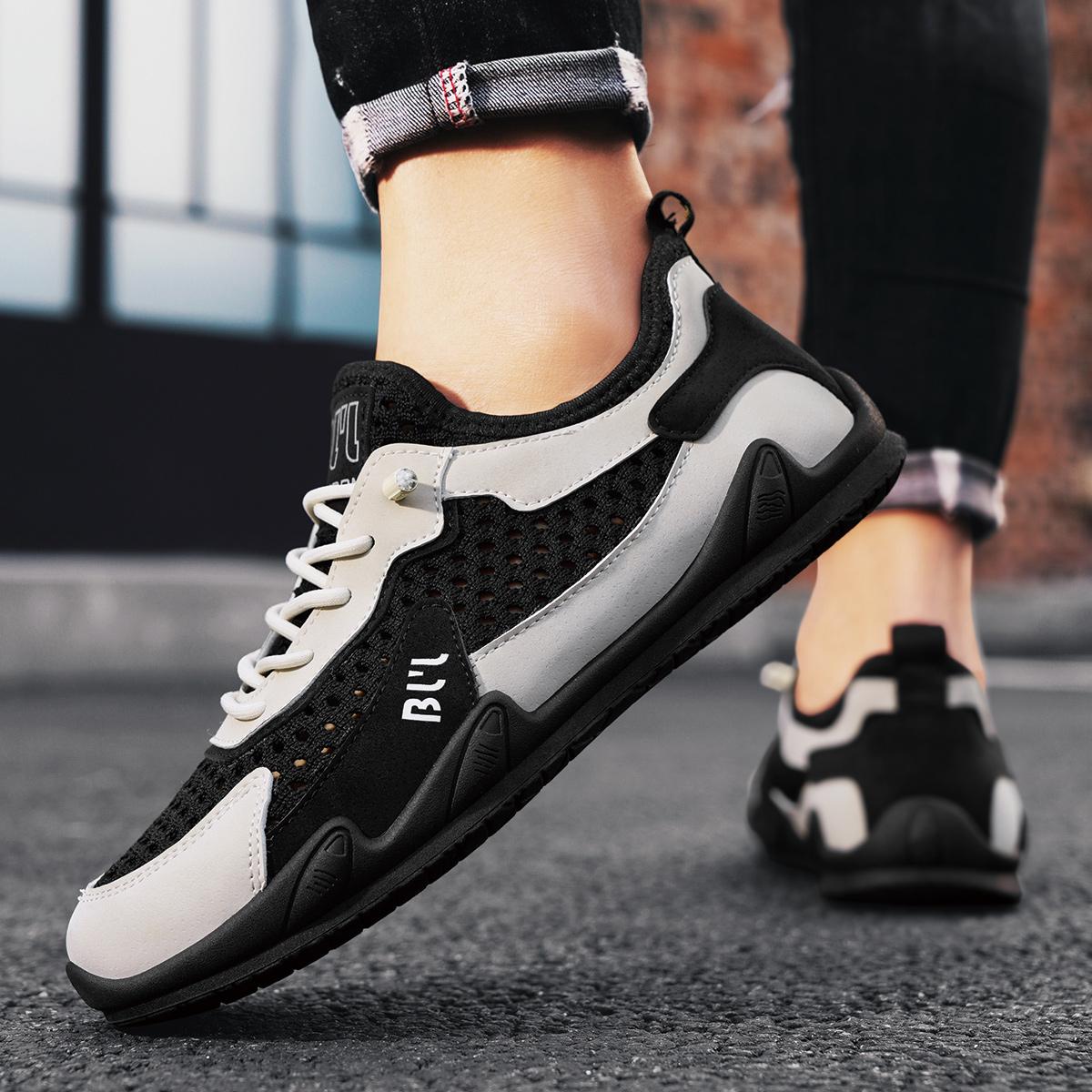 Дышащие мужские сетчатые полые кроссовки для летней повседневной одежды 44 хаки — фото 19