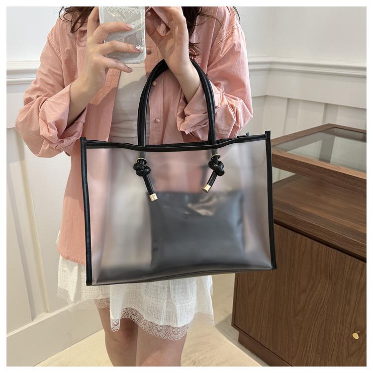 2024 Summer Women's PVC Large Tote - Transparent, Waterproof, Versatile Jelly Bag with Single Shoulder Strap and Large Capacity