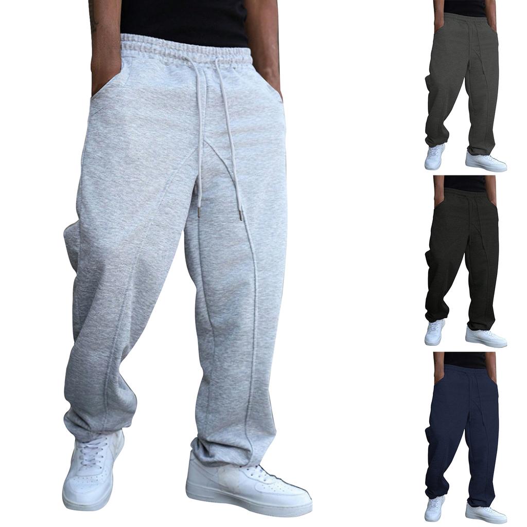 Men's Baggy Stacked Sweatpants  Drawstring Waist Wide Leg Flared Sweatpants Streetwear