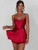 2025 Summer Sexy Pleated Backless Satin Camisole Dress for Women