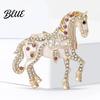 Elegant Horse Pin Alloy Multicolor Brooch Rhinestone Inlaid Standing Lapel