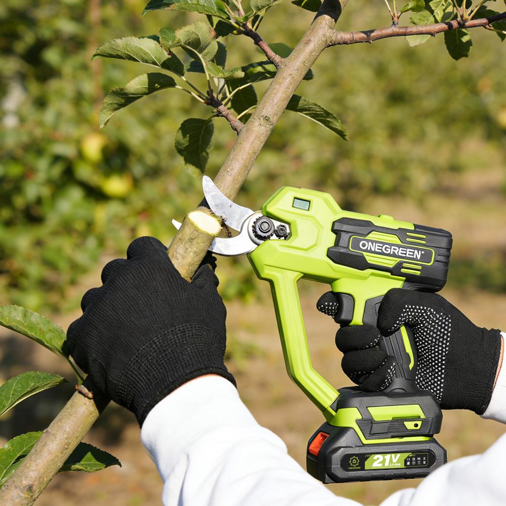 ONEGREEN Brushless 30MM Electric Pruner Shear 2 Gears Cordless Tree Bonsai Pruning Scissors Tools For Makita 21V Battery Pin