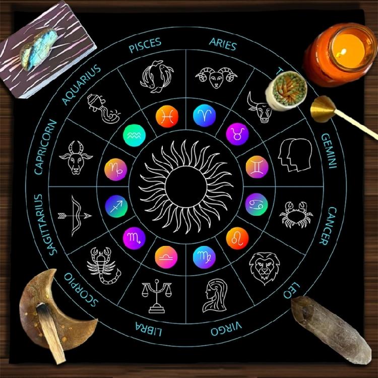 Divinations Tablecloth Constellations Moonphases Tarot Tablecloth Altars Cloth