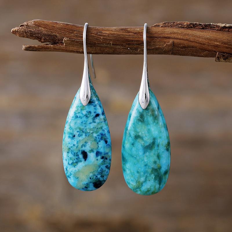 High Quality Light Luxury Water Drop Natural Phoenix Stone Earrings Earrings Popular Retro Jewelry