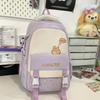 Student Grade 3-6 Schoolbag Women's Large Capacity Cartoon Backpack Campus Color Block Backpack