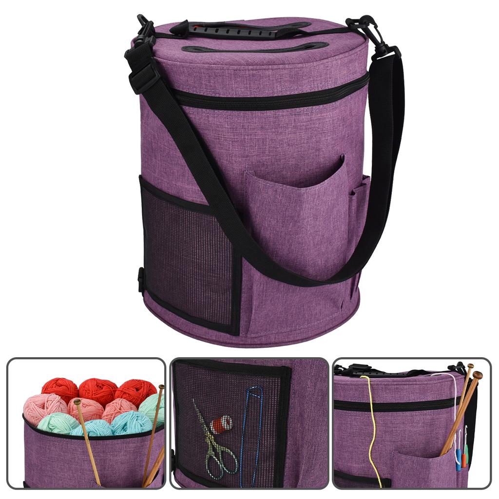 Knitting Yarn Round Crochet Bag Knitting Needles Yarn Tote Organizer DIY Craft Storage Basket Sewing Tool Accessories Travel Bag