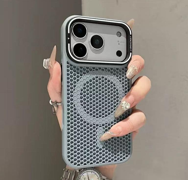 Heat Dissipation Mesh Cooling For Magsafe Magnetic Case For iPhone 17 Pro Max Air 16 15 14 13 12 Pro Max Plus Alloy Lens Bracket