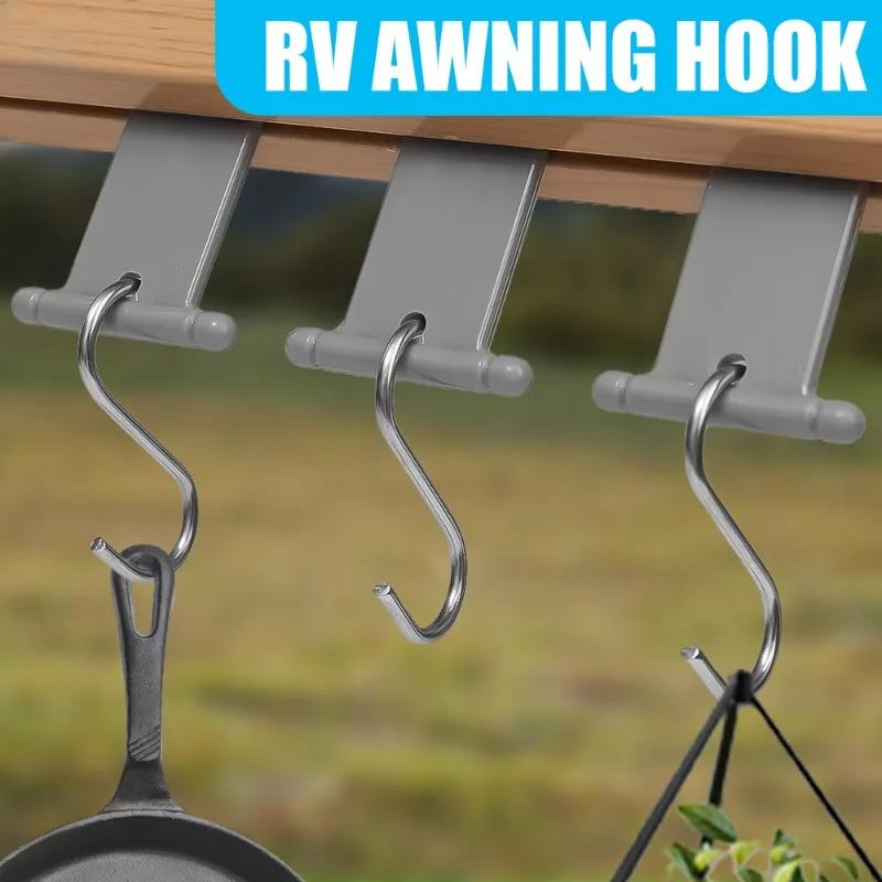 10/1Pcs S Shaped Camping Awning Hooks Clips Car RV Tent Hangers Light Hangers with Holes for Caravan Camperb Accessories