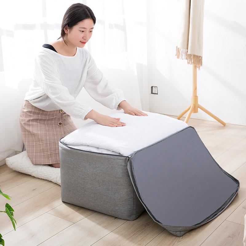 Grey Thickened Large Capacity Clothes Storage Bag Home Wardrobe Moisture-proof Organizer Portable Moving Luggage Packing Bag