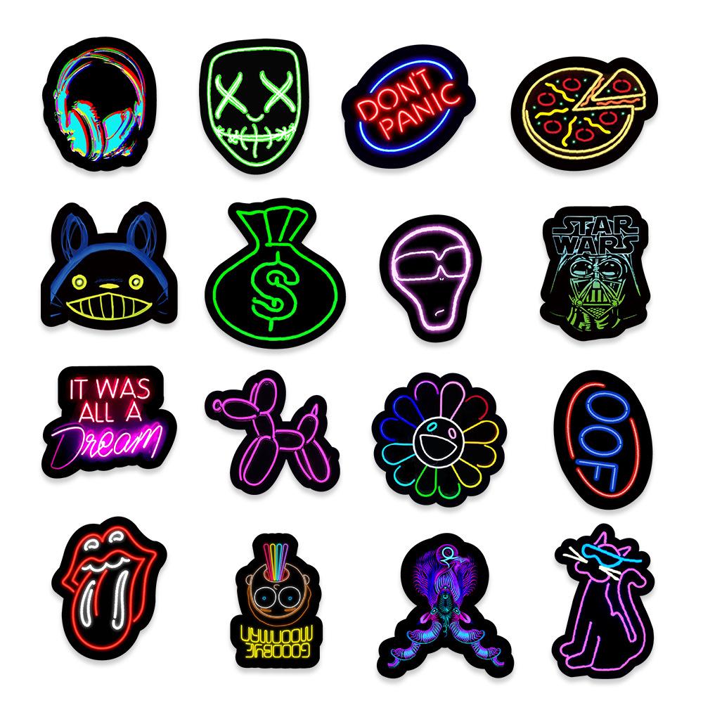 100 Neon Graffiti Stickers Car Mobile Wall Kettle Decorative Stickers