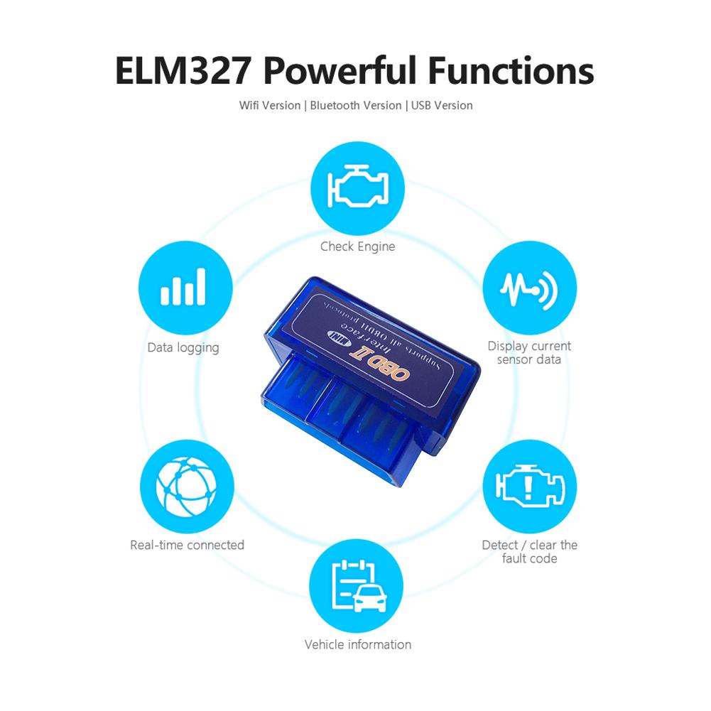 ELM327 V2.1 OBD2 Scanner for iOS Android Bluetooth-compatible OBDII Code Reader Car Diagnostic Tool Check Engine Fault Detector