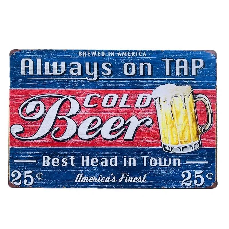Vintage Beer Metal Tin Signs Wine Alcohol Drinker for Bar Pub Club Man Cave Kitchen Wall Decor Plaque 8x12 Inch