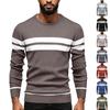 Men's Casual Loose Fit Crew Neck Sweater with Striped Pattern Long Sleeve Pullover Knitwear for Everyday Wear