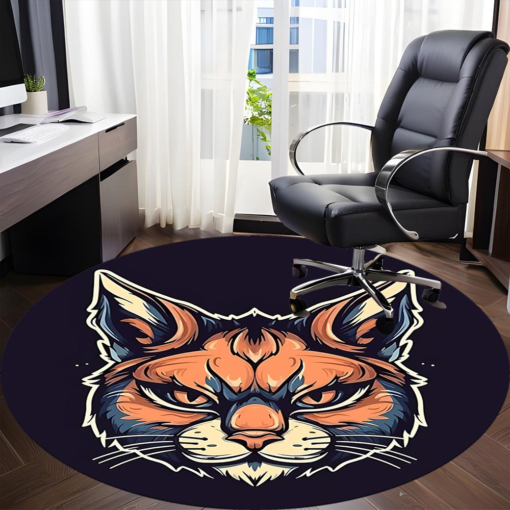1pc Cat Whiskers Office Round Area Rug, Indoor Mat Suitable For Office, Under Office Chairs Bedroom Living Room Home Decor, Room Deco 046