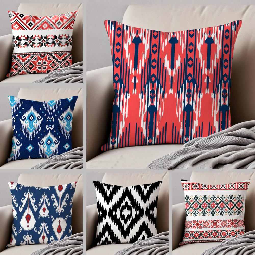 Casual Fashion Simple Russian-style pattern Cushion Cover Linen Pillow Case Soft Breathable Protective Couch Room Decoration