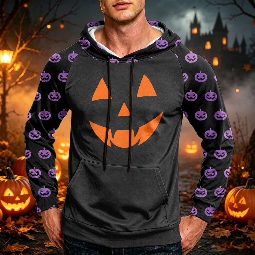 Men's Loose Fit Printed Hoodie with Pocket and Drawstring Casual Sweatshirt for Everyday Wear
