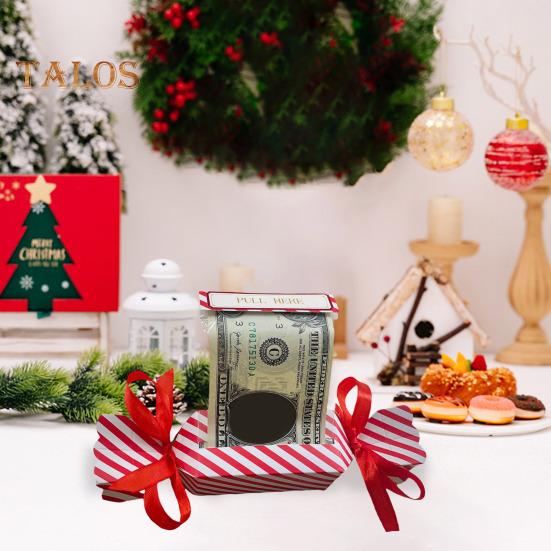 Christmas Surprise Money Pull Pouch Pull Out Money Gift Box DIY Rectangle Money Holder with Ribbon for Cash Gift