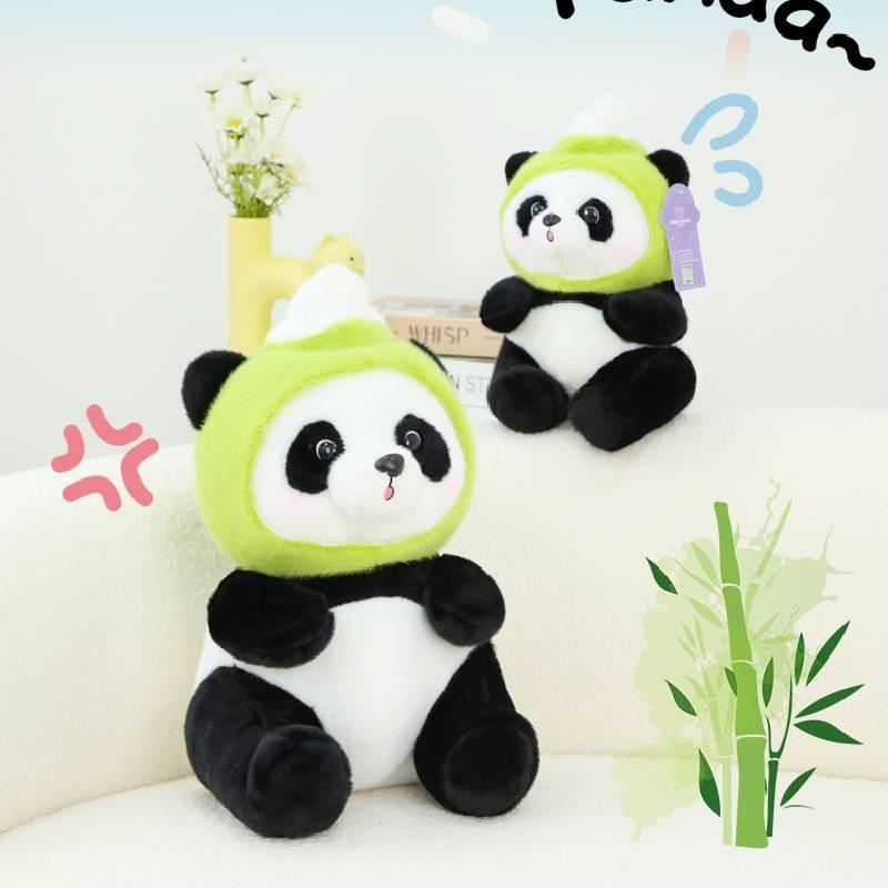 Adorable Panda Plush Toy With Frog Ice Cream And Bee Headpiece For Fun Gifts