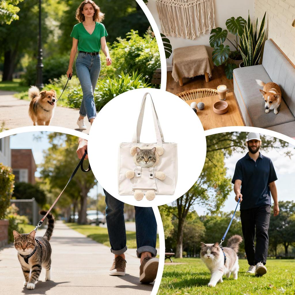 Cat Carrier Bag Bear-Shaped Puppy Carrying Handbag Puppy Tote Bag For Outdoor Shopping Camping Daily Walks Short Trips