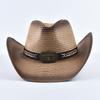 Panama Jazz Strohhut für Damen Herren Sommer Western Stil Strand Cowboyhut Faltbar Winddicht Seil UV Sonnenschutzhut