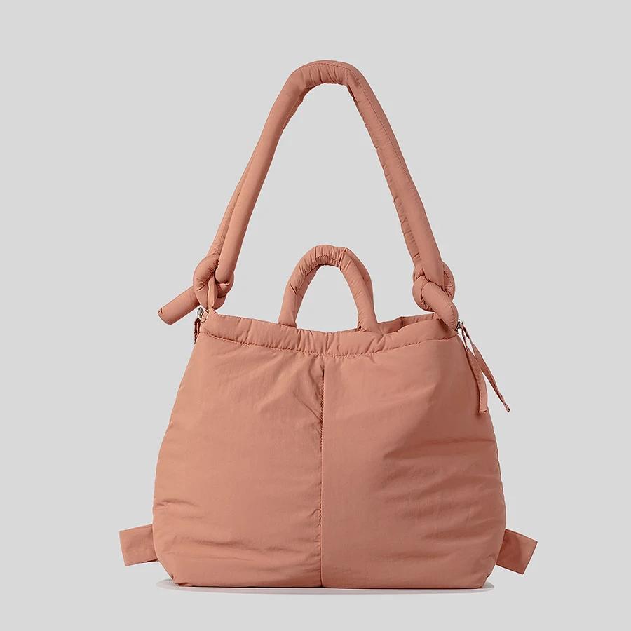 Casual Nylon Purses and Handbags Quilted Women Shoulder Bag Cotton Padded Backpack Drawstring Tote Bags for Women Shopper Clutch