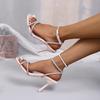 Fashion Diamond-encrusted Designer 2025 Summer New Fashion Round Toe Open Toe Sandals Elegant Dress Party Ladies High Heels 34---42 Size