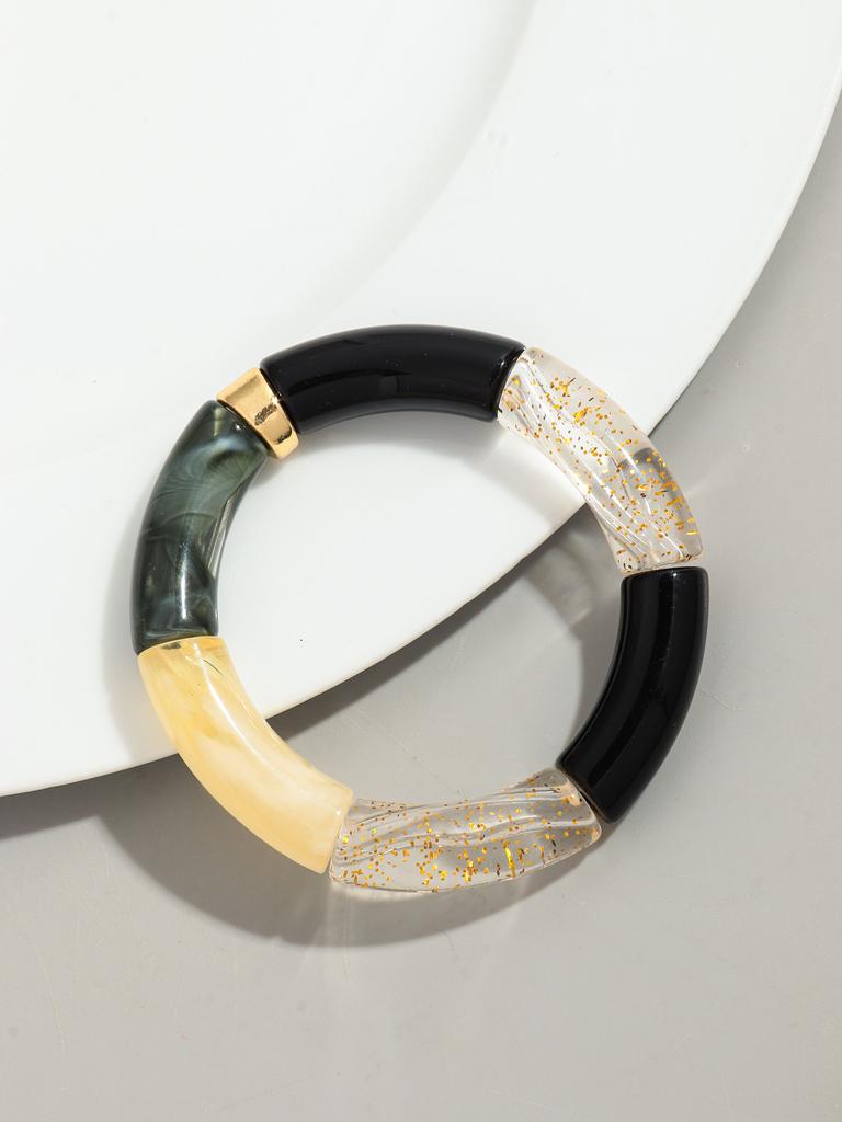 Bohomia Acryl-Design-Stil, klobiges, stapelbares Bambus-Armband für Frauen, Boho, elastisch, bunte Röhrenperlen-Armbänder, 2024 Schmuck