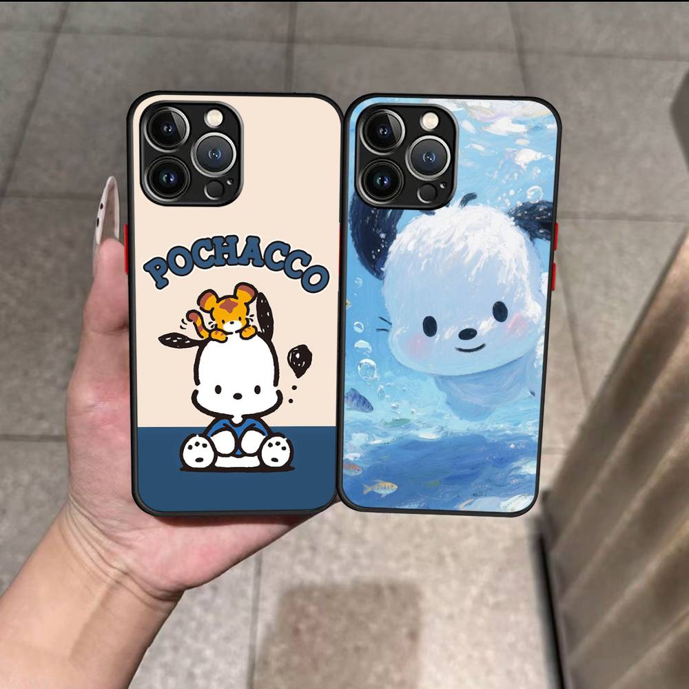Cute Cartoon P-pochacco For iPhone 16 15 14 11 12 13 Mini Pro Max X XR XS Phone Case shockproof frosted