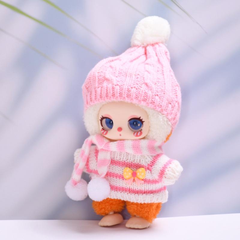 Oblečení pro panenku Liila Luck Cat 16cm panenka Knoflíkový svetr a vlněná čepice pro panenku Liila Luck Cat 16cm