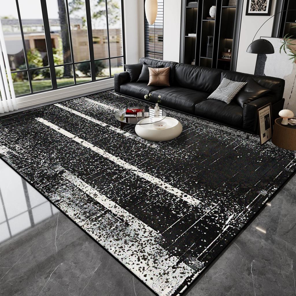 Abstrakte Kunst Teppich Schwarz Weiß Mode Wohnzimmer Große Teppiche Moderne Dekoration Rutschfeste Teppiche Schlafzimmer Leicht zu Reinigen Weiche Matten