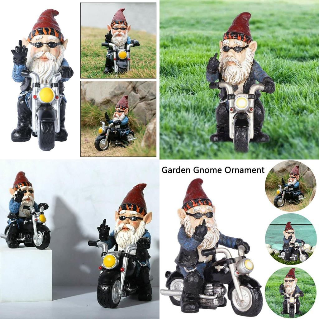 Novelty Garden Gnomes Statues Motorcycle Dwarf  Ornaments Outdoor Decor Naughty