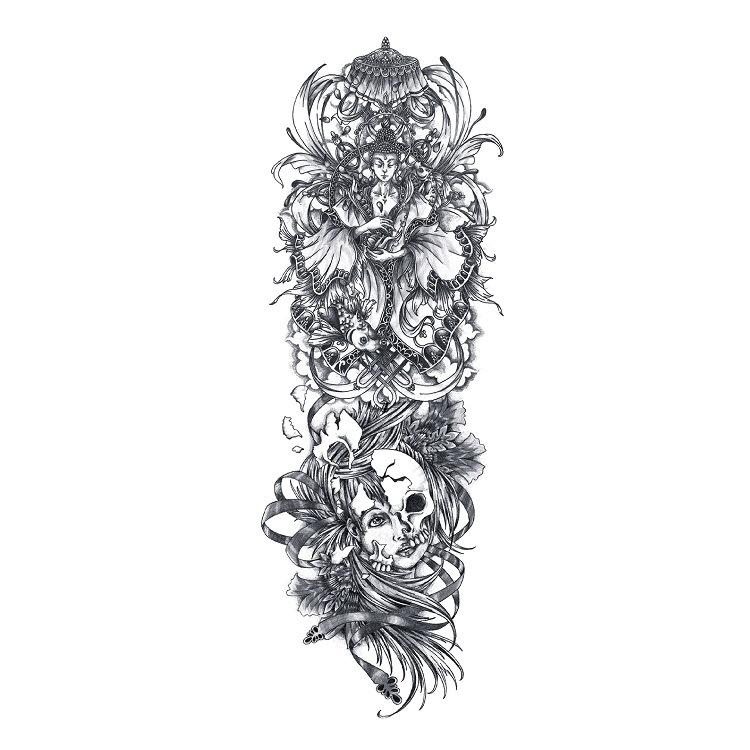Full Arm Tattoo Sticker Large Flower Arm Waterproof Tattoo Sticker Full Arm Simulation Tattoo Amazon Set Single Piece Tattoo